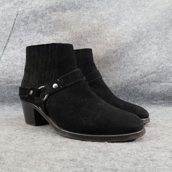 AllSaints Shoes Womens 40 Bootie Harness Leather Block Heel Fashion Slip On Boot - Picture 1 of 16
